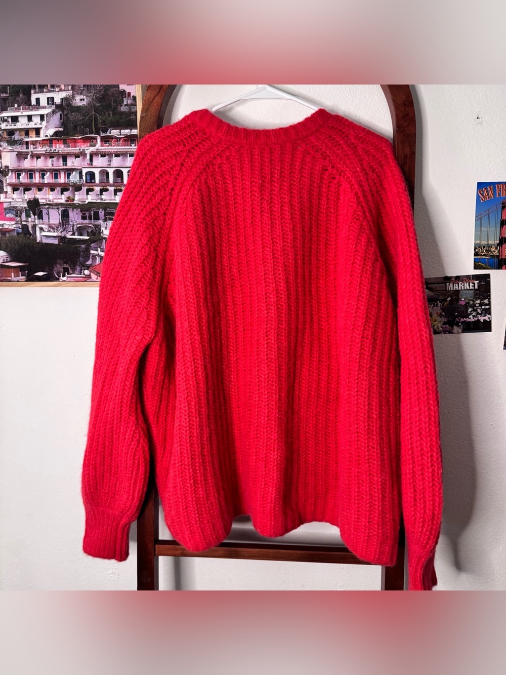 Sezane Emile Cardigan Red Knit Sweater Wool Alpaca - Picture 8 of 8